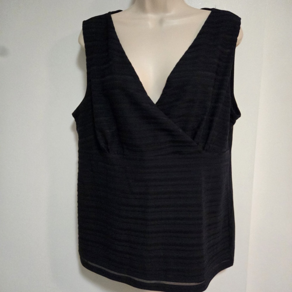 Ann Taylor Sz XL True Navy Blue Poly Blend Semi-Fitted Tank w/ Lined Bodice NEW